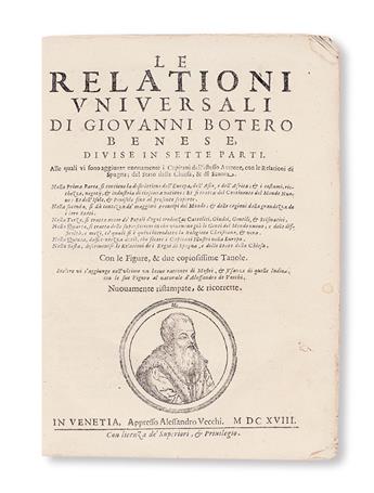 TRAVEL  BOTERO, GIOVANNI. Le Relationi Universali . . . divise in Sette Parti.  1618(-17).